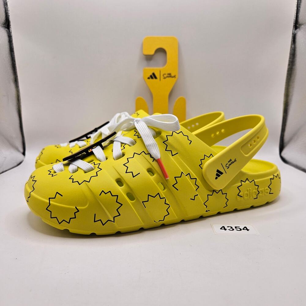 ADIDAS MEN'S 10 THE SIMPSONS ADILETTE CLOG YELLOW BLACK SANDAL HQ2580